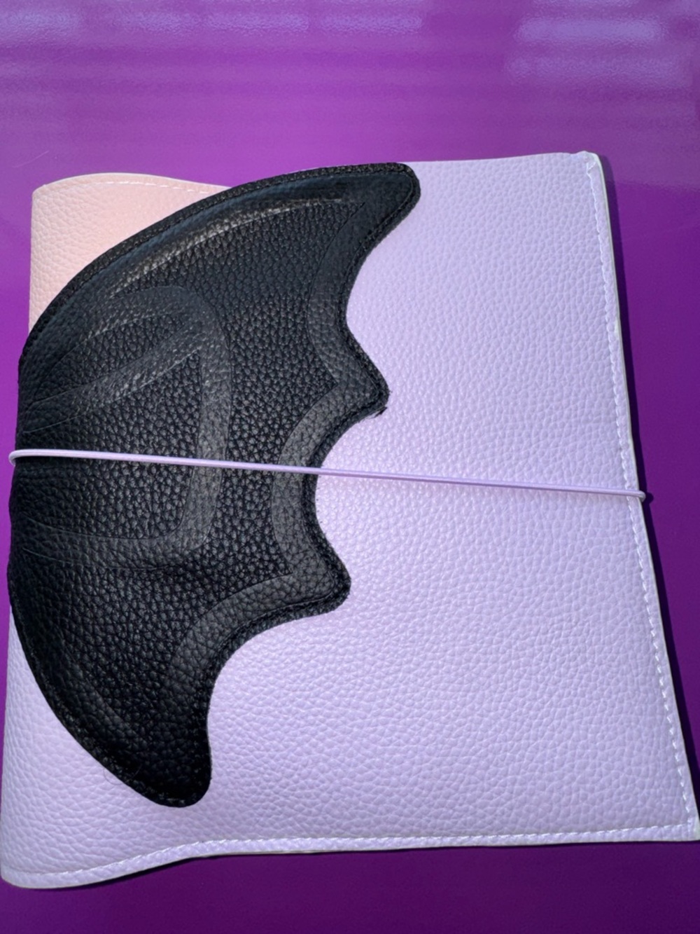 Lavender Faux Leather Notebook Cover Planer/Journal B6 with Black Bat Accent